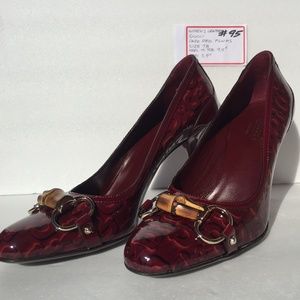 GUCCI WOMEN'S LEATHER DARK RED PUMPS SIZE 7B STOCK # 95